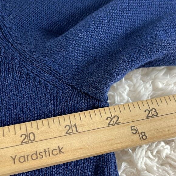 Club Room Sweater Mens Large Button Mock neck knit Cotton Navy blue New - Picture 6 of 10